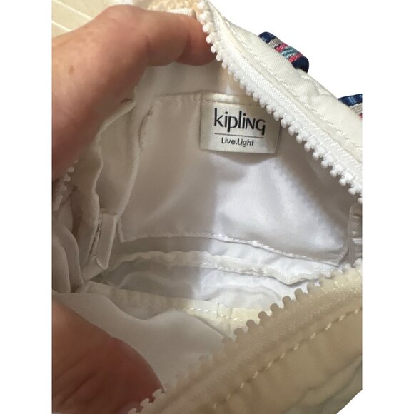 Kipling White Waist Bag With Monkey Keychain And Striped Adjustable Strap - Picture 7 of 7